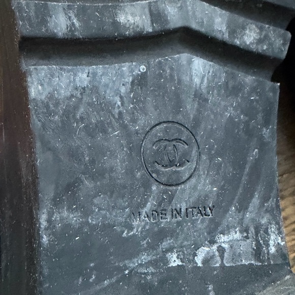 CHANEL Textured Black Ankle Boots with Gold Accents - Picture 8 of 11